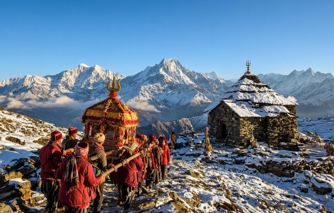 Rudranath temple with doli